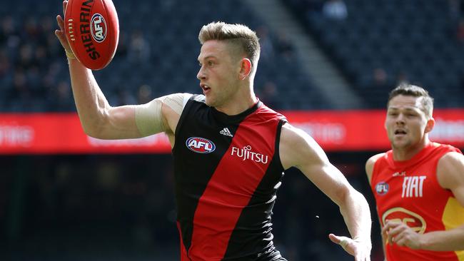 Jayden Laverde is action for the Bombers. Picture: George Salpigtidis