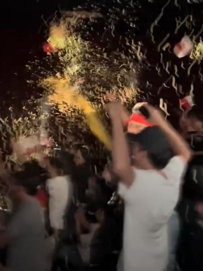 Moviegoers at a Hoyts in Melbourne were doused with a fire extinguisher and covered in flour by rowdy teens taking part in a viral TikTok trend. Picture: TikTok