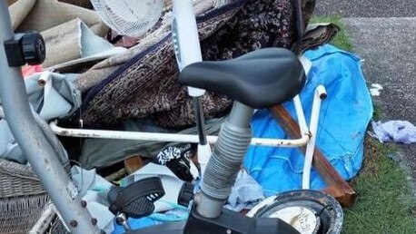 Photos of garbage left outside a Biggera Waters home due to a Gold Coast illegal dumping spot. Photo: Supplied