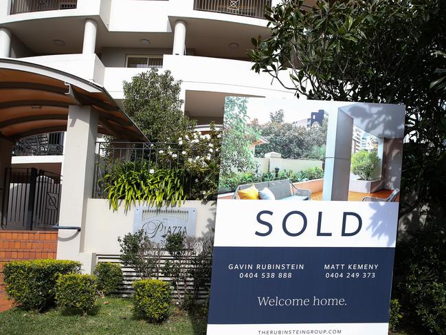 SYDNEY, AUSTRALIA - July 31, 2022: A general view of a apartment with a sold sign at Bondi Junction in Sydney's Eastern Suburbs as house prices continue to drop due to rising inflation. Picture: Newscorp- Daily Telegraph / Gaye Gerard