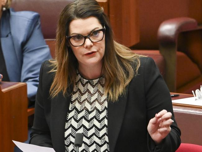 CANBERRA, Australia - NewsWire Photos - October 9, 2024: Senator Sarah Hanson-Young during Question Time at Parliament House in Canberra. Picture: NewsWire / Martin Ollman