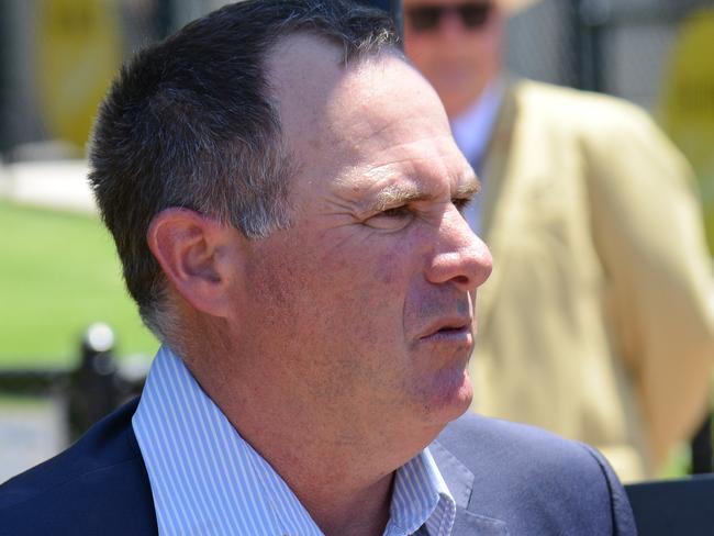 Trainer David Jolly after a 2018 Behemoth win in Melbourne. Picture: AAP Image/Quentin Lang