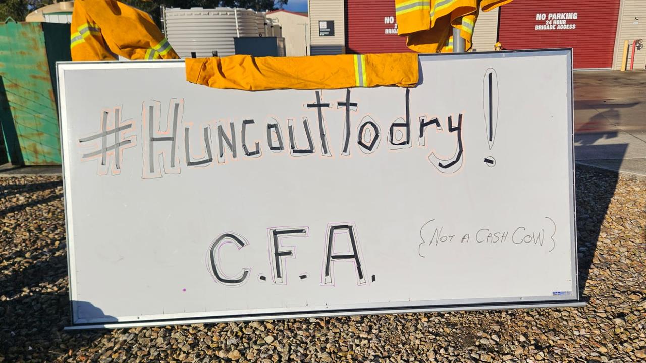 A sign outside the Deans Marsh CFA in protest of the fire services levy. Picture: Supplied