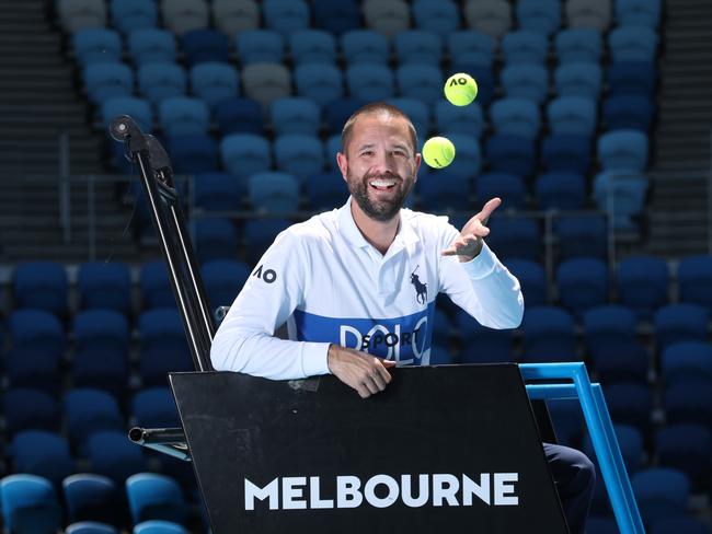 International tennis umpire Tom Sweeney is about to officiate his 23rd Australian Open. Picture: David Crosling