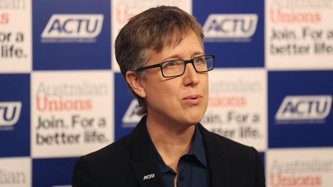 ACTU Secretary Sally McManus says unions will initially seek an agreement with employers in heavily unionised workplaces to implement the work-from-home charter as company policy before seeking to have it incorporated into enterprise agreements. Picture: AFP