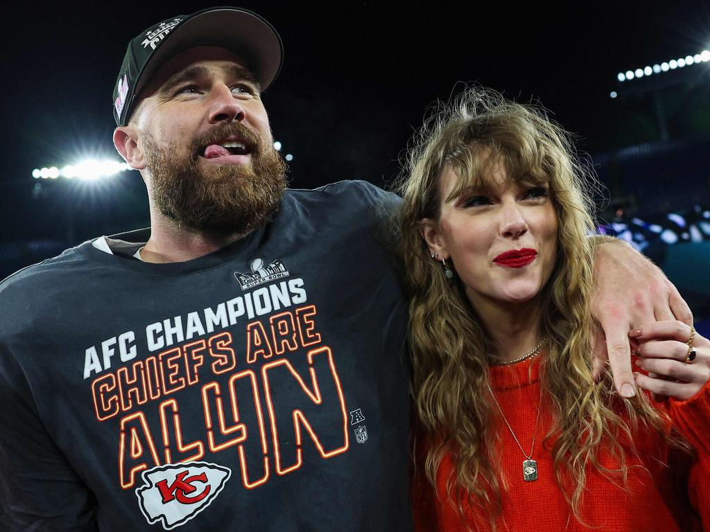 Swift’s relationship with NFL star Travis Kelce has dominated the headlines ahead of next month’s Super Bowl. Picture: Getty Images via AFP