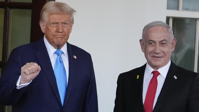 President Donald Trump greets Israeli Prime Minister Benjamin Netanyahu as he arrives at the West Wing of the White House, Tuesday, Feb. 4, 2025, in Washington. (AP Photo/Alex Brandon)