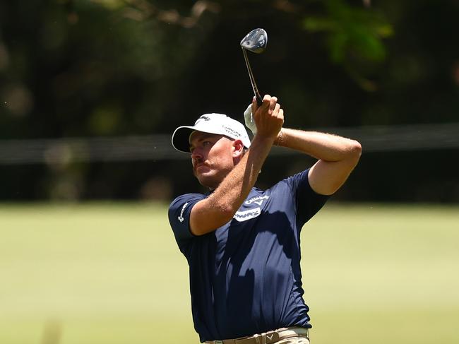 BRISBANE, AUSTRALIA - NOVEMBER 24: Anthony Quayle of Australia plays his second shot on the 15th hole on day four of the BMW Australian PGA Championship 2025 at Royal Queensland Golf Club on November 24, 2024 in Brisbane, Australia. (Photo by Chris Hyde/Getty Images)