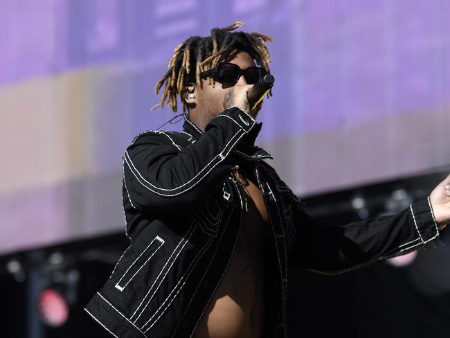 In this file photo taken on September 21, 2019 Juice Wrld performs onstage during the 2019 iHeartRadio Music Festival and Daytime Stage at the Las Vegas Festival Grounds in Las Vegas, Nevada. Picture: Bryan Steffy/Getty Images North America/AFP