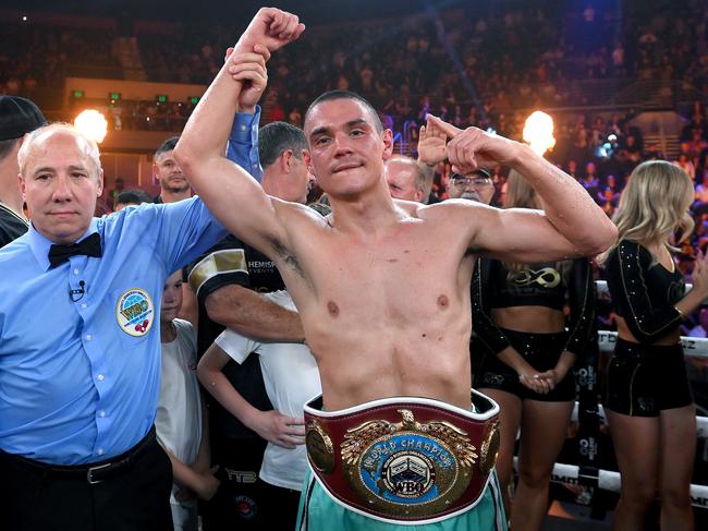 Tim Tszyu forced on new path to next world title. Picture: Bradley Kanaris/Getty Images