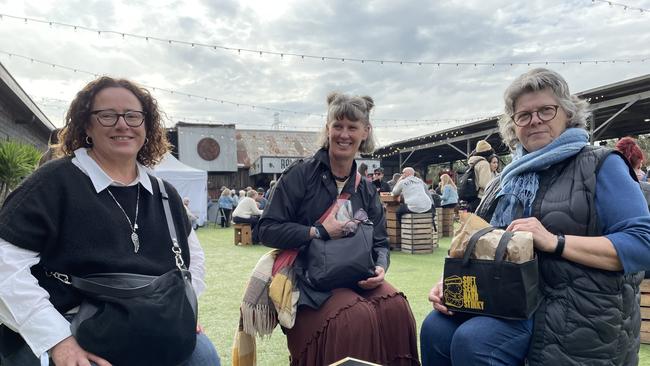 Julie McMillan, Andrea Brown and Kerrie Allen from Port Arlington at the 2023 Mould Cheese Festival in Melbourne. Picture: Athos Sirianos.