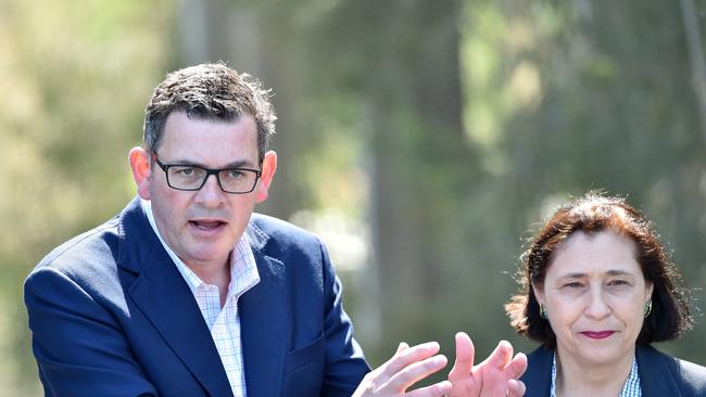 Former Victorian premier Daniel Andrews and Energy Minister Lily D’Ambrosio announcing the state government will revive the State Electricity Commission in October 2022. Picture: NCA NewsWire / Nicki Connolly