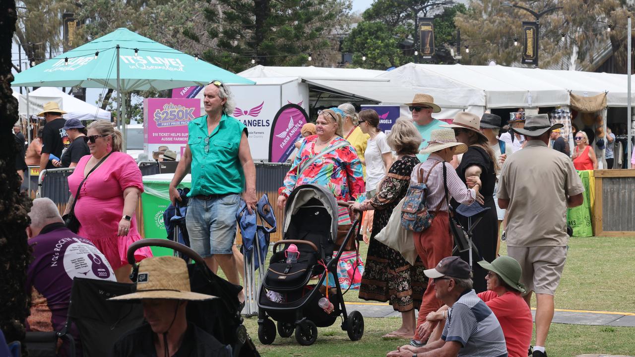 2024 Groundwater Country Music Festival has kicked off in Broadbeach. Crowds in the park . Picture Glenn Hampson