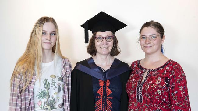 UTAS graduations at Hobart, Katie Ryan, Diane Kerrison and Adriana Peace. Picture Chris Kidd