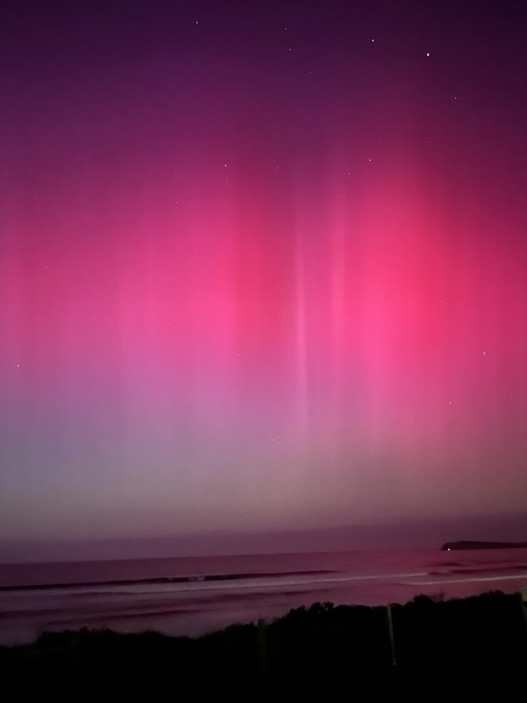 The aurora australis was showing off over much of the Surf Coast and Bellarine on Friday morning, with lights still visible well and truly after first light.