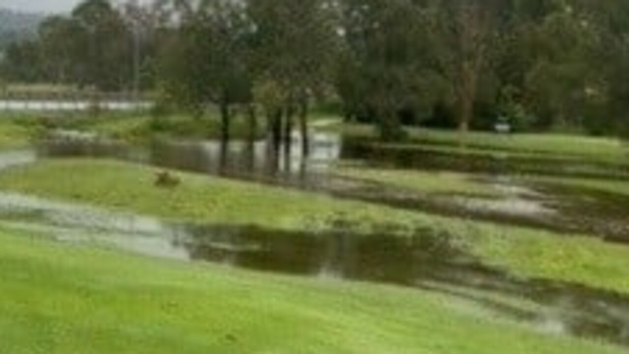 The Gympie Golf Course was flooded after a downpour on Thursday night. Photo: Facebook.