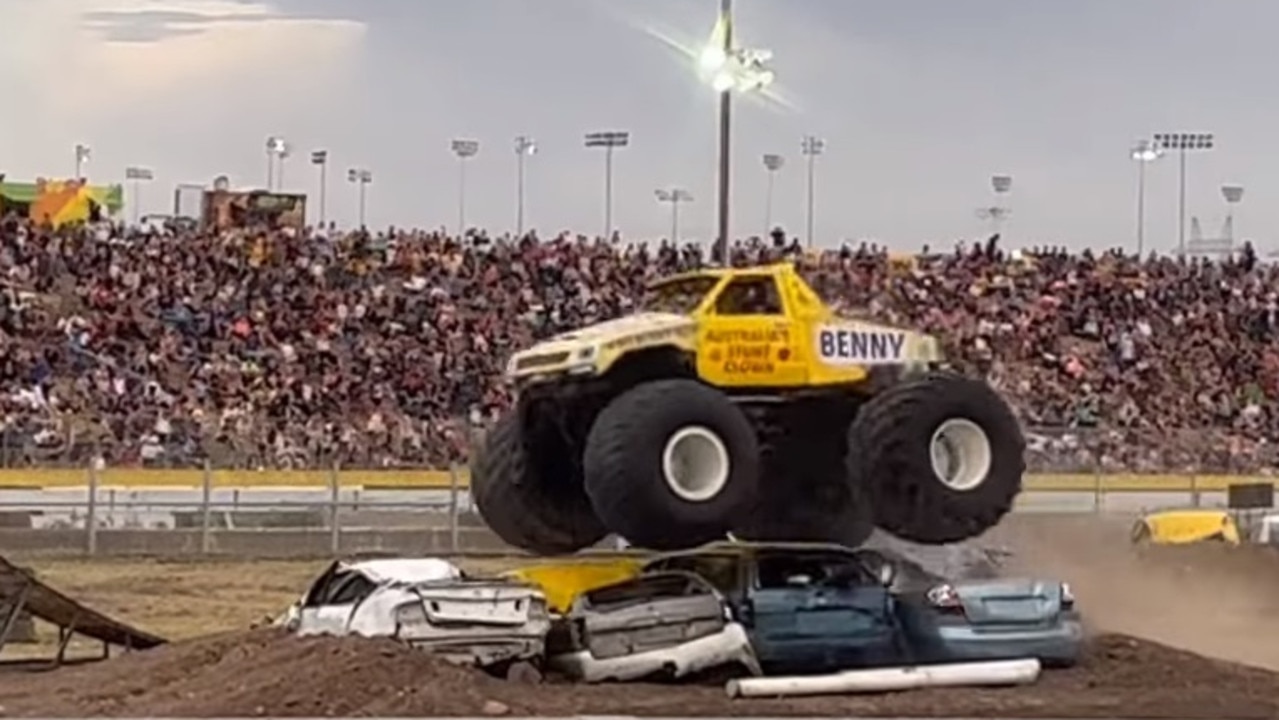 The crowd were disappointed with the monster truck show, saying they waited all day for an event that only lasted a few minutes. Picture: 7 News