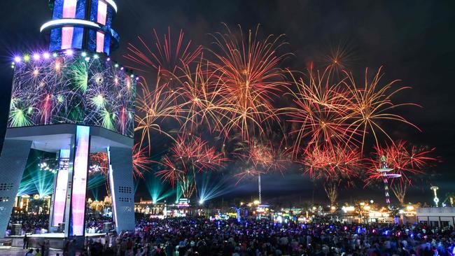 People watch a New Year show at the Sheikh Zayed Heritage Festival in Abu Dhabi. Picture: AFP