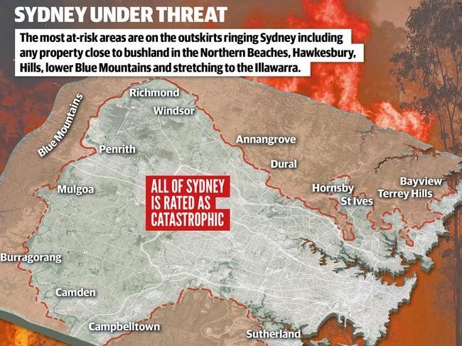 The greater Sydney region has been given a 'catastrophic' fire rating.