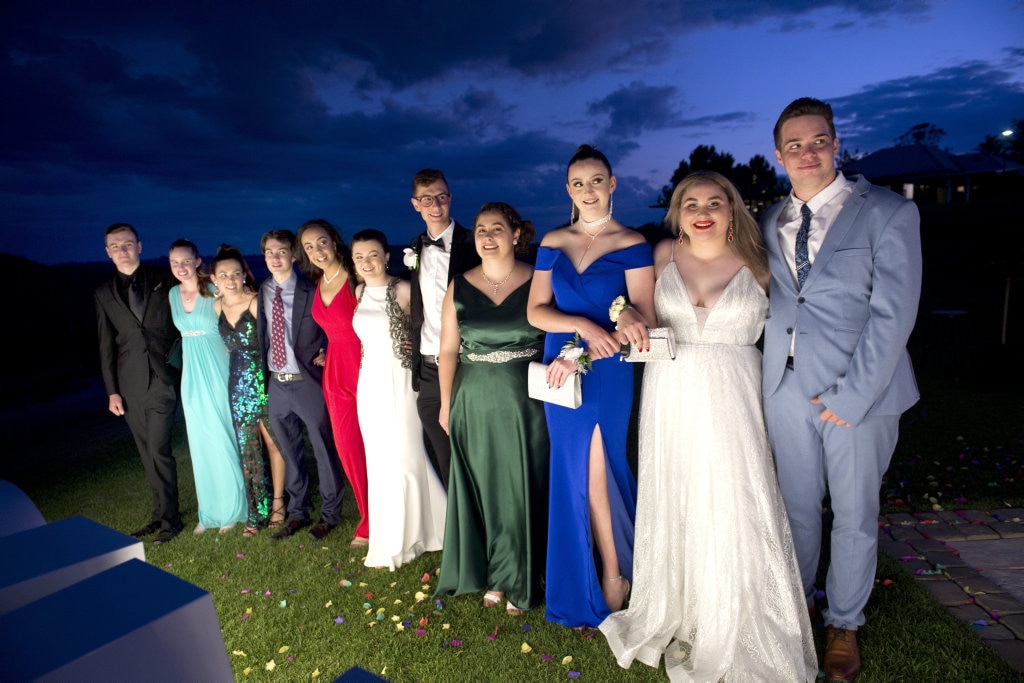 The first group of Year 12 students to graduate from TACAP's held their formal at Preston Peak Winery. From left; Loughlin Commens, Laura Anderson, Matilda Pickard, Tom Mort, Eden Lingard, Georgia Gleeson, Tom Elliott, Ashleigh Martin, Erika Miorandi, Tamzyn Duffield, Jackson Smith. November 2018. Picture: Bev Lacey