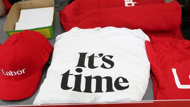 It’s Time merchandise available at Bill Shorten’s speech.