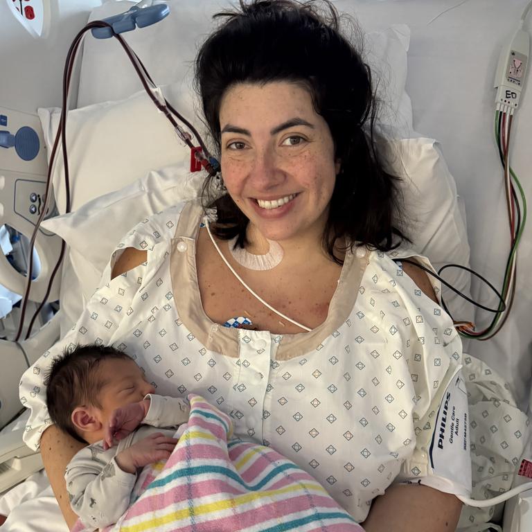 Caroline and baby Antonia from when she was recovering in the ICU. Picture Supplied