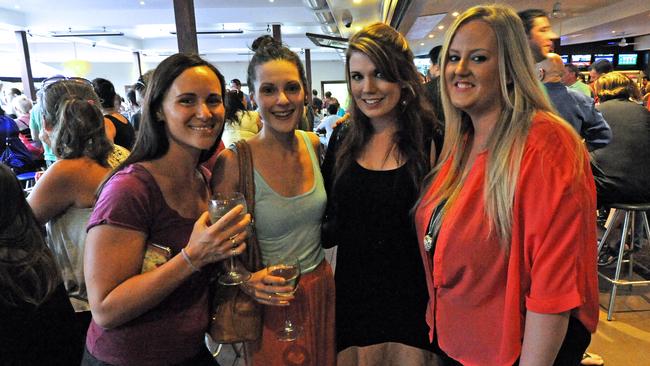 Lucy Winn, Gabrielle Kandic, Emma Binns and Ashlee Anderson at the Hoey Moey for the major raffle draw. Picture: Leigh Jensen / Coffs Coast Advocate