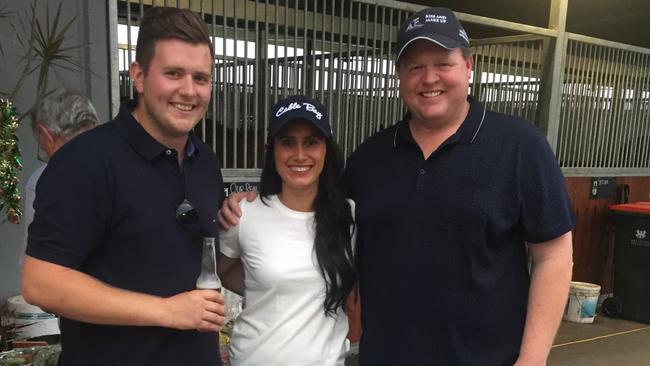 Trainer Matt Hoysted (left), his wife Caitlin (centre), and Steve O'Dea. Picture: Supplied