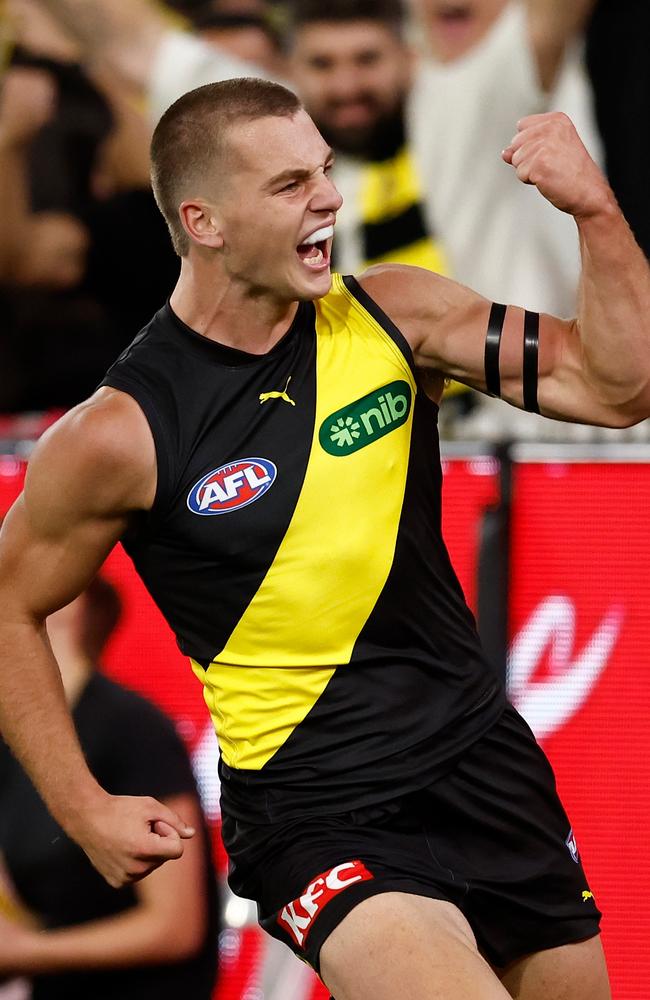 Can Sam Lalor and the Tigers maintain the rage? Picture: Michael Willson/AFL Photos via Getty Images.