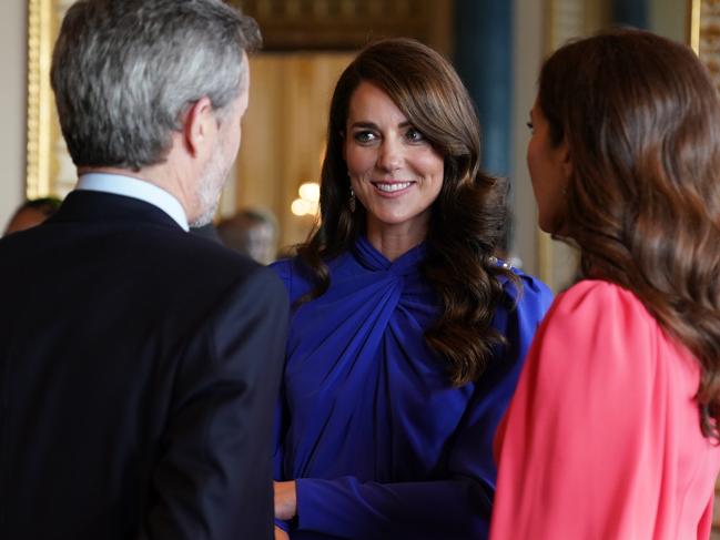 Catherine, Princess of Wales speaks with Mary, Crown Princess of Denmark and Crown Prince Frederik of Denmark. Picture: Jacob King – WPA Pool / Getty Images