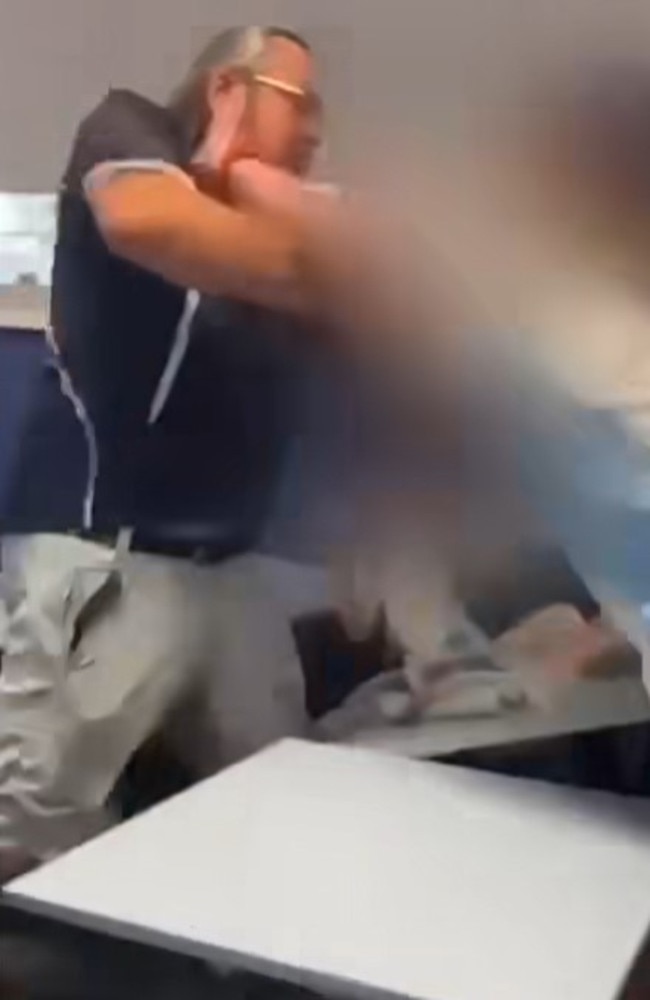 A teacher has been recorded fighting with students at Maitland Grossmann High School.