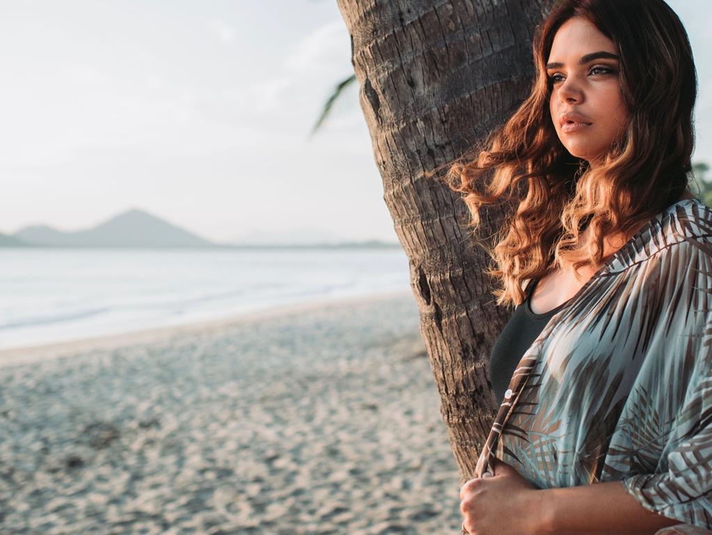 Samantha Harris at Palm Cove for Tropical North Queensland’s ‘Feel grounded’ campaign. Picture: Will Salkeld Photography