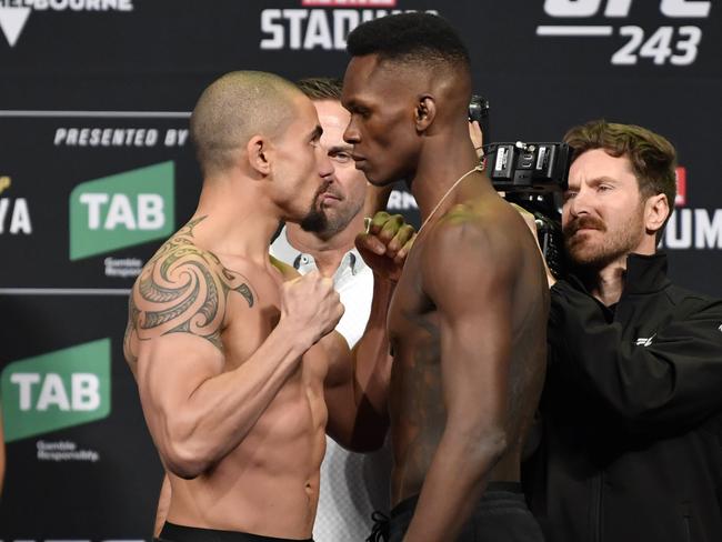 Whittaker and Adesanya. Picture: Getty