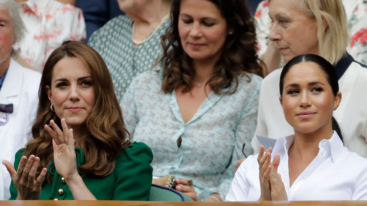 Kate and Meghan at Wimbledon in 2019. Picture: Ben Curtis / POOL / AFP.