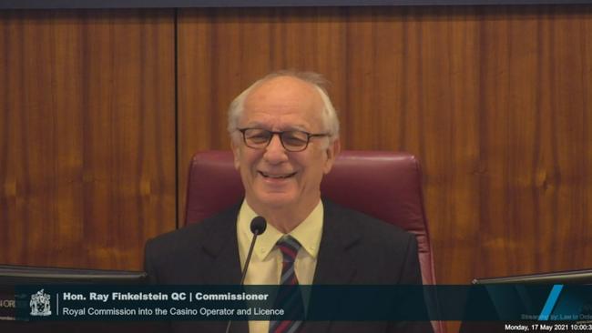 Commissioner Ray Finkelstein QC at the Royal Commission into the Casino Operator and Licence in Melbourne.