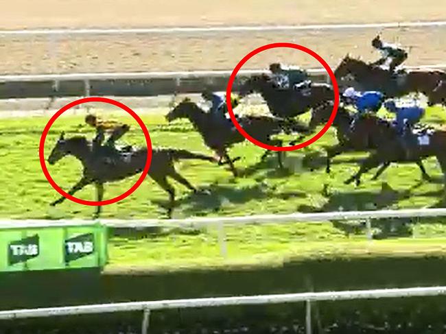 Sensational Wind (leading, circled) and Mergeila (third, circled) were both impressive in their final trial leading into their debuts at Rosehill on Saturday.