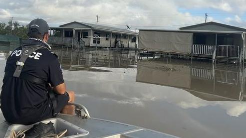 On March 18, 2023, Mt Isa District Disaster Coordination Centre Senior Sergeant Adrian Rieck said officers on the ground at Burketown were hard at work with other emergency services to assess the damage to properties in the flood-devastated community. Picture: Supplied