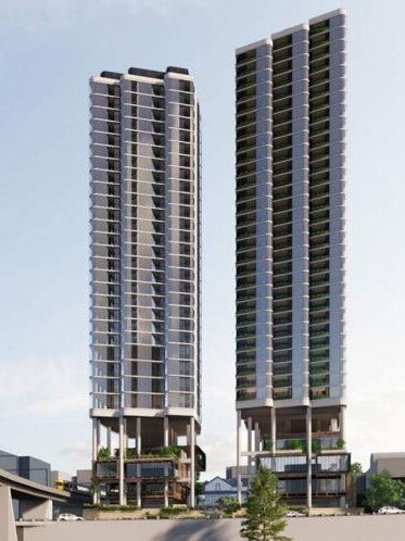 Renders of the proposed residential towers on Coronation Drive show the heritage listed home nestled at their base. Picture: PD Online.