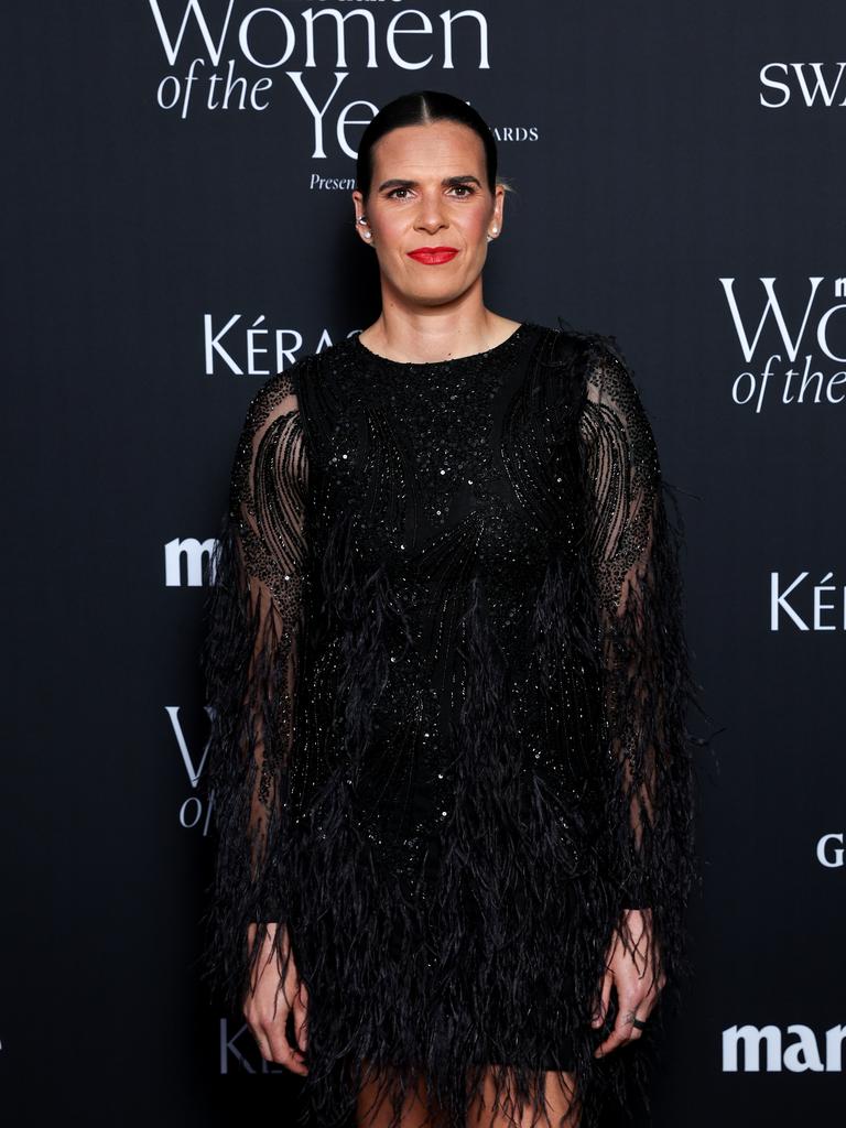 Matildas player Lydia Williams looked elegant in this simple black dress. Picture: Brendon Thorne/Getty Images