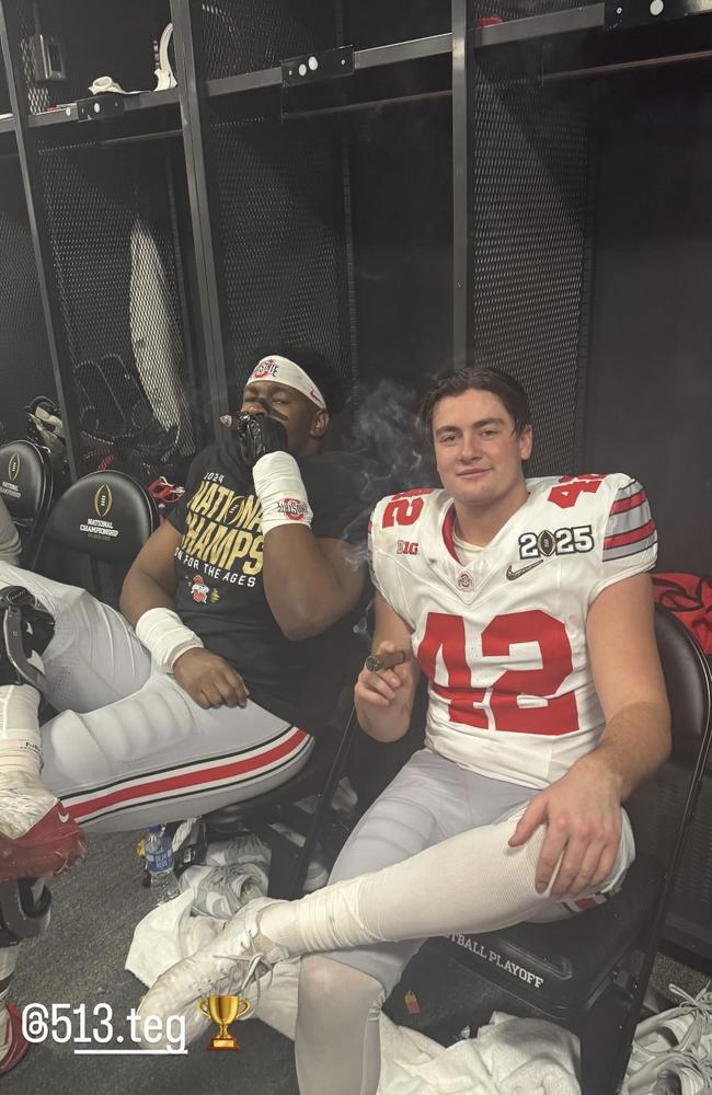 McGuire celebrating the win with a cigar. Picture: Instagram