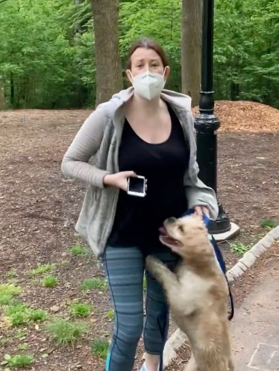 Amy Cooper, dubbed ‘Central Park Karen’, went viral for yelling at Christian Cooper in Central Park. Picture: NY Post/Twitter