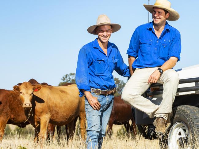 EMBARGO 25TH JULY, HOLD COURIER MAIL HOLD SEE COURIER MAIL PIC DESK.Lanreef Stationhand Nicholas Henderson and Station Manager Ross Bratt are working towards making their Cattle operation at Lanreef Station, west of Roma carbon neutral.  Picture Lachie Millard