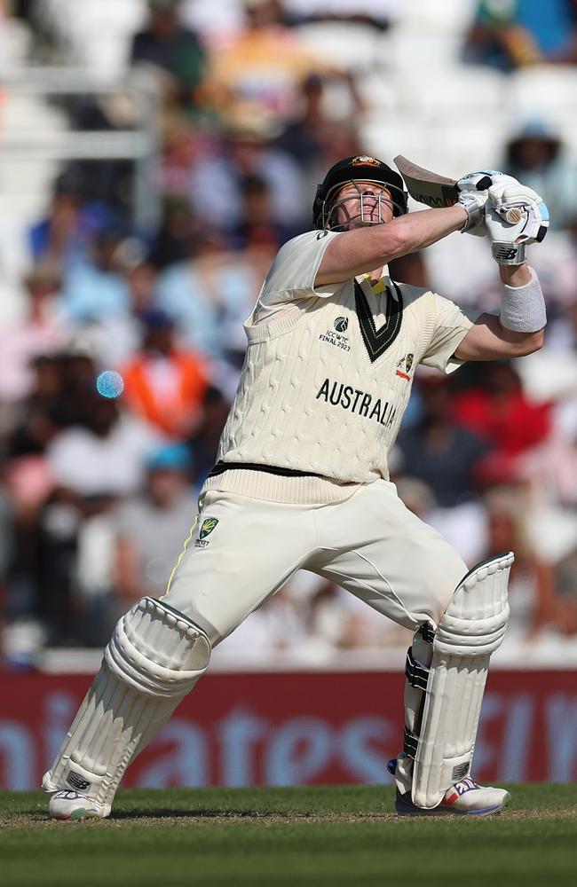 Steve Smith looks skyward after that “rubbish” shot. (Photo by Ryan Pierse/Getty Images)