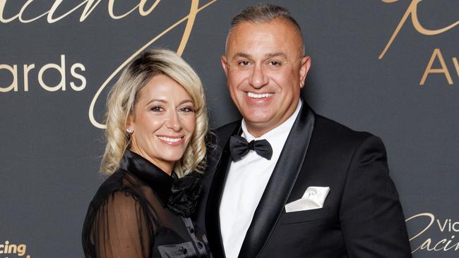 Melbourne Racing Club executive committee member John Kanga and his wife Stephanie attend the 2024 Victorian Racing Awards at the Plaza Ballroom in Melbourne. Picture: David Geraghty / Racing Photos