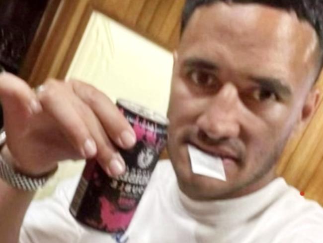 Instagram image of Valentine Holmes with a substance in his mouth.