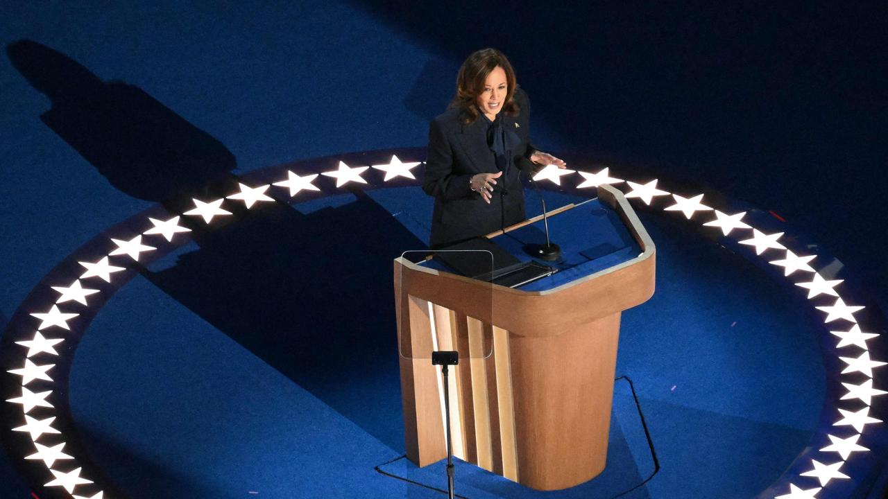 Kamala Harris speaks on the fourth and last day of the Democratic National Convention. Picture: AFP.