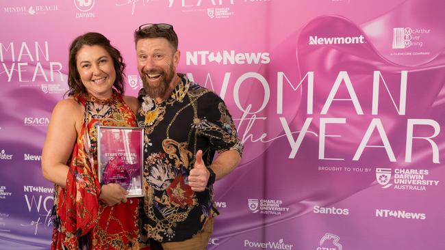 Monica Bugno and Briant Clark at the 2025 NT News Woman of the Year Awards. Photo: Georgia Politis