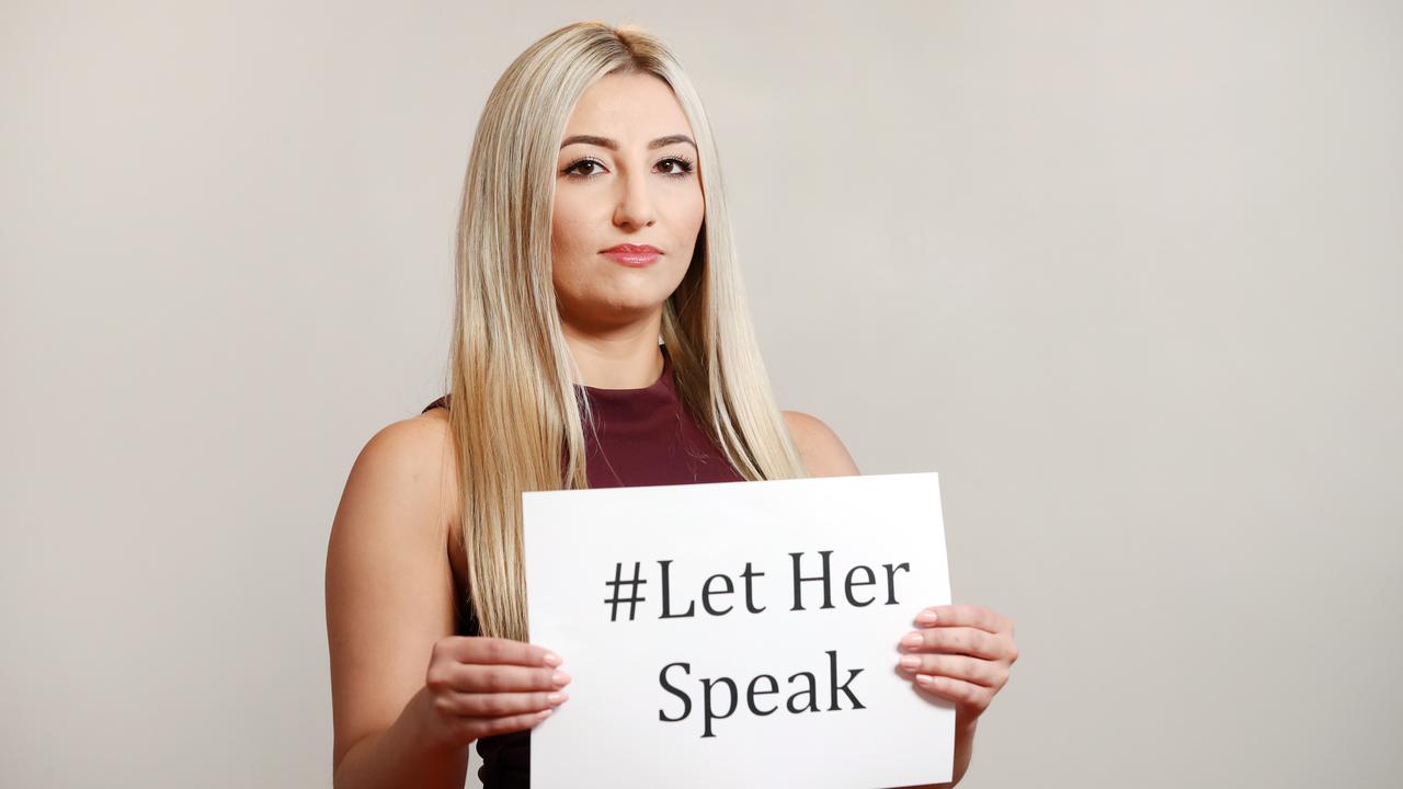 Lavinia joined the #LetHerSpeak campaign to amend the NT’s archaic sexual assault victim gag-laws. Picture: Richard Dobson
