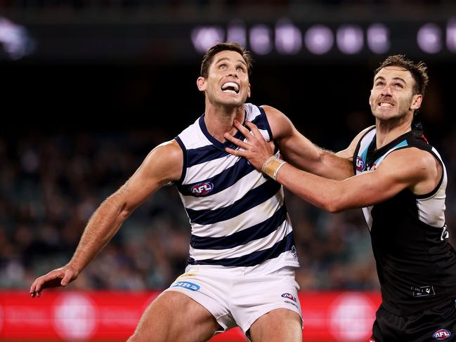 The key forward will spearhead an impressive forward line against the Western Bulldogs in round 20, with the Cats fourth in the competition for goals kicked this season. Picture: James Elsby