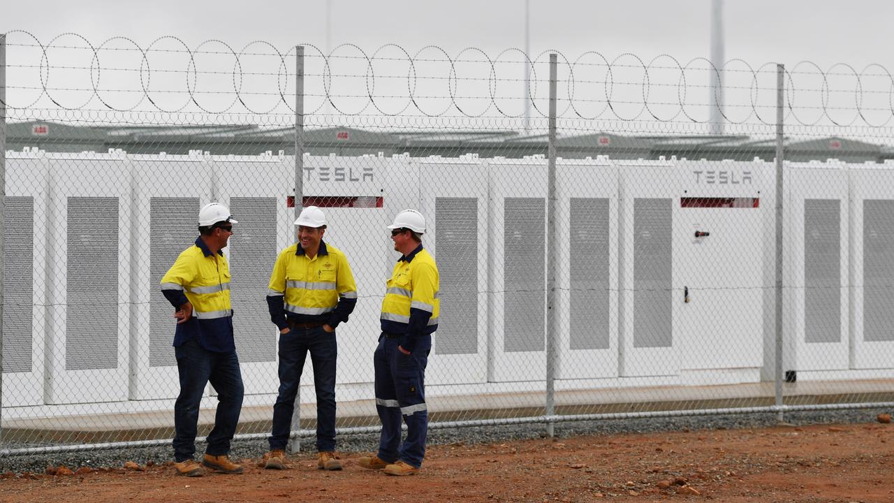 Tesla’s 100 megawatt lithium-ion battery at Jamestown, north of Adelaide. Picture: AAP